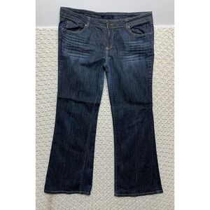 VIGOLD Flare Jeans Women's Sz 17  Dark Blue‎ Denim Embroidered Pockets W38 L32